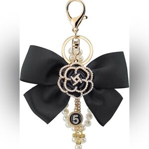 High Fashion Black Bow Keychain or Bag Charm